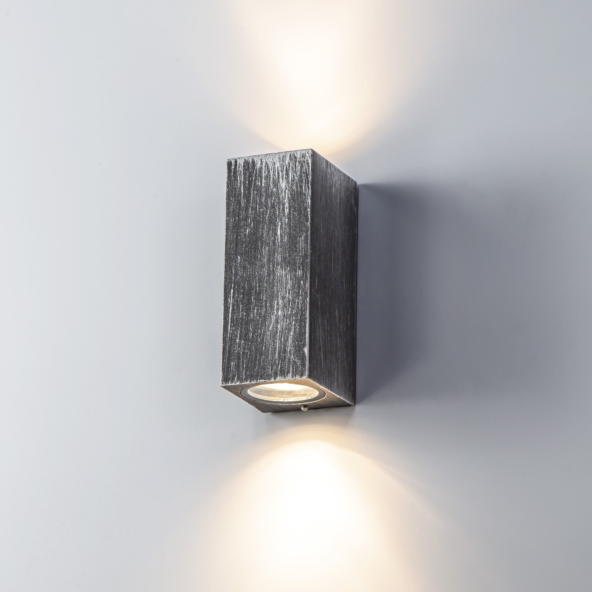 NL72249 Stella Outdoor Rectangle Wall Lamp 2 Light Black/Silver