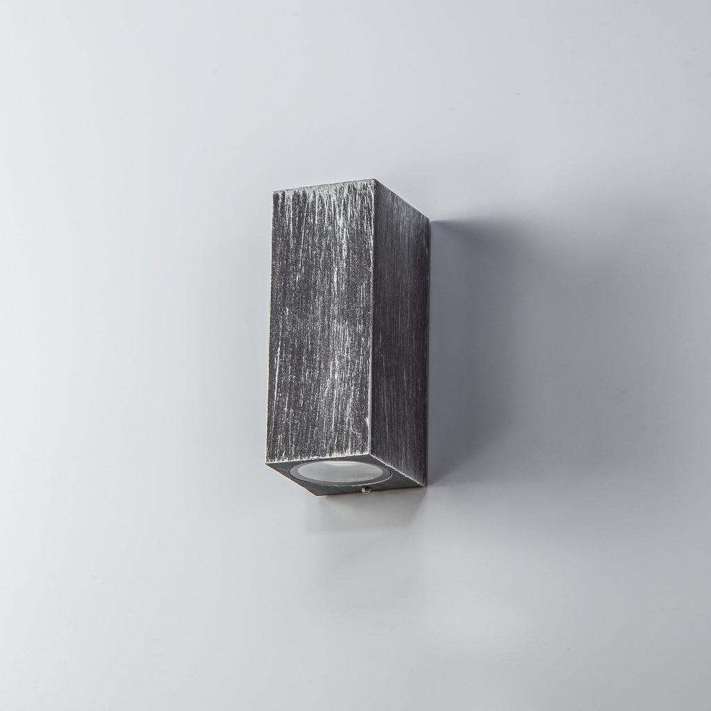 NL72249 Stella Outdoor Rectangle Wall Lamp 2 Light Black/Silver