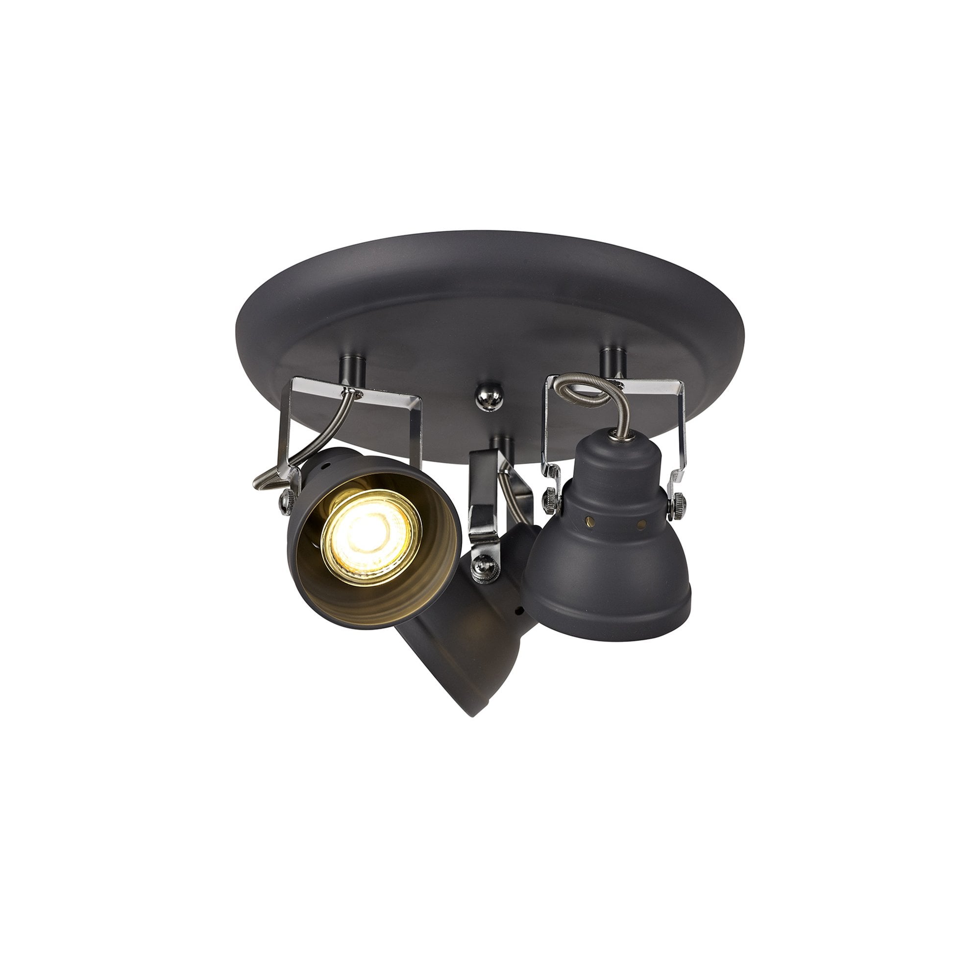 NL81199 Tabby Adjustable Round Spot Light 3 Light Matt Grey/Polished Chrome
