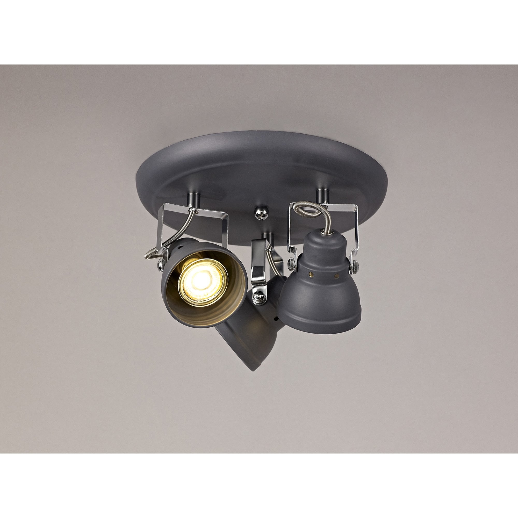 NL81199 Tabby Adjustable Round Spot Light 3 Light Matt Grey/Polished Chrome