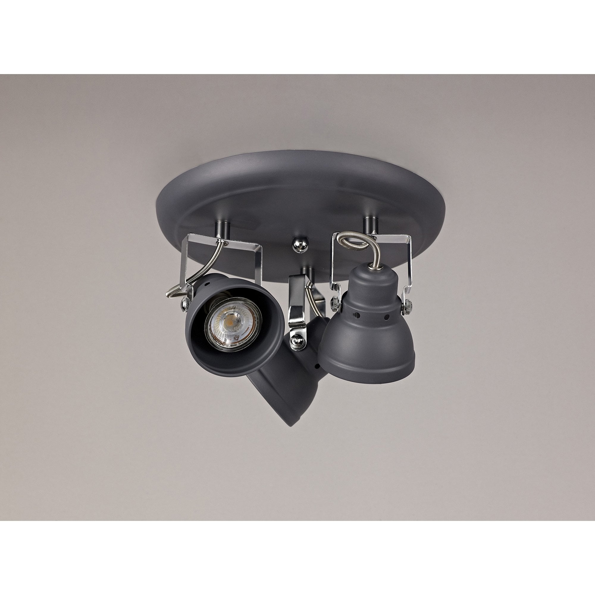 NL81199 Tabby Adjustable Round Spot Light 3 Light Matt Grey/Polished Chrome