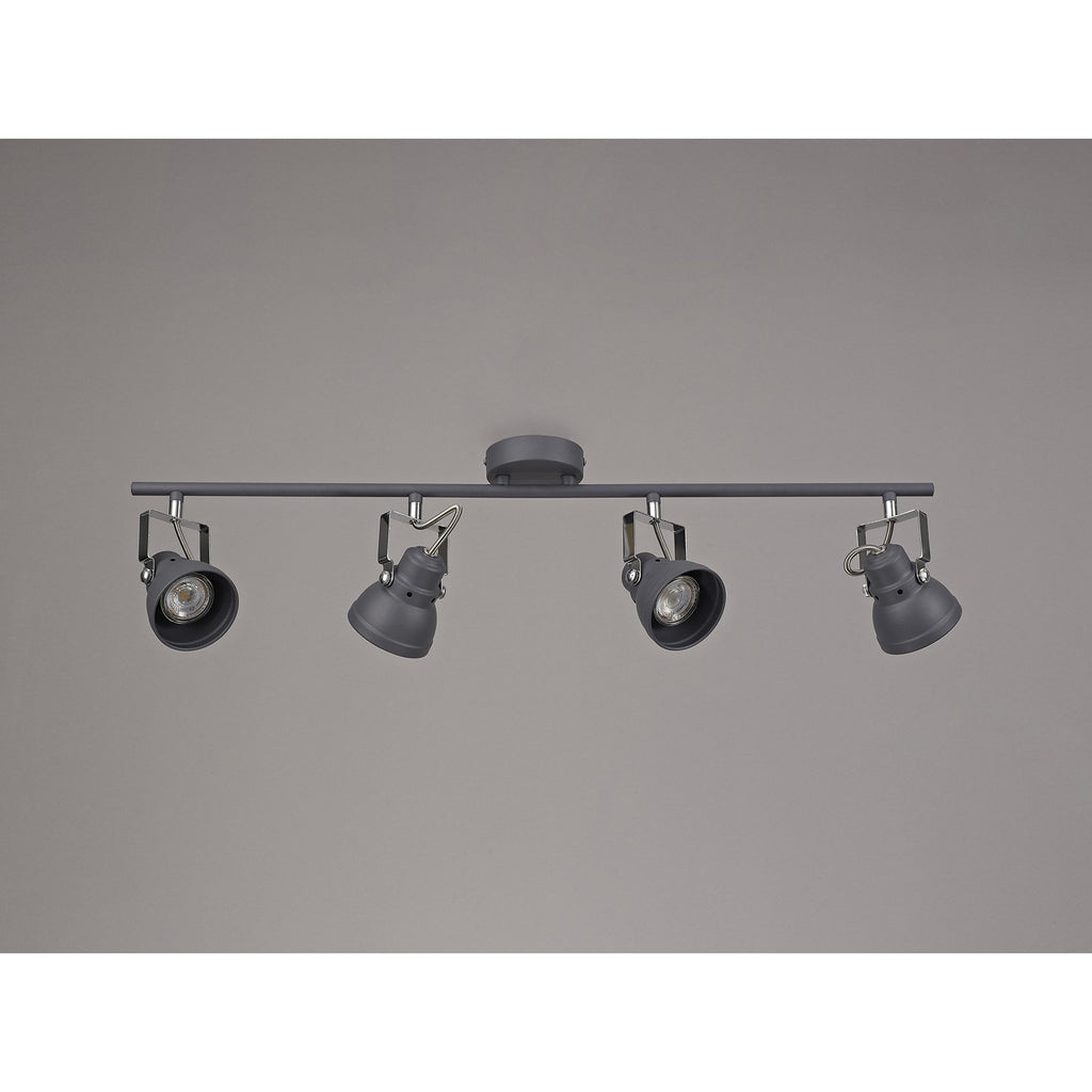 NL81209 Tabby Adjustable Bar Spot Light 4 Light Matt Grey/Polished Chrome