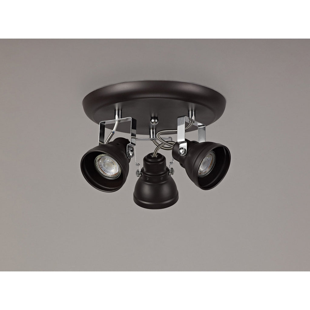 NL81519 Tabby Adjustable Round Spot Light 3 Light Oiled Bronze/Polished Chrome