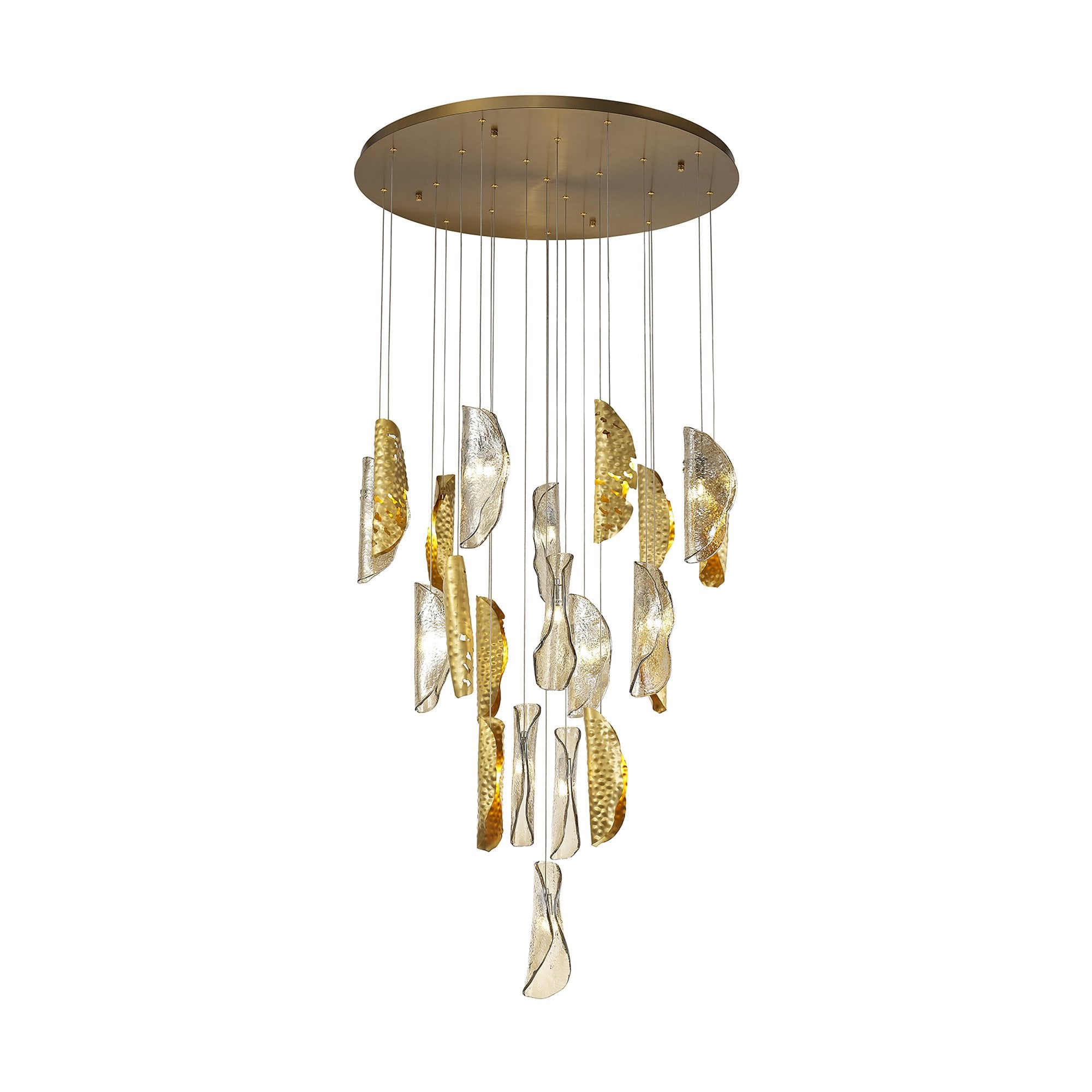 NL78619 Taki Pendant 5M 21 Light Brass/Copper & Cognac Glass