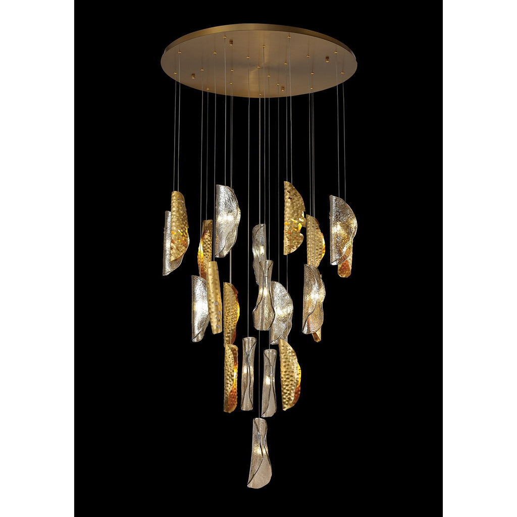 NL78619 Taki Pendant 5M 21 Light Brass/Copper & Cognac Glass
