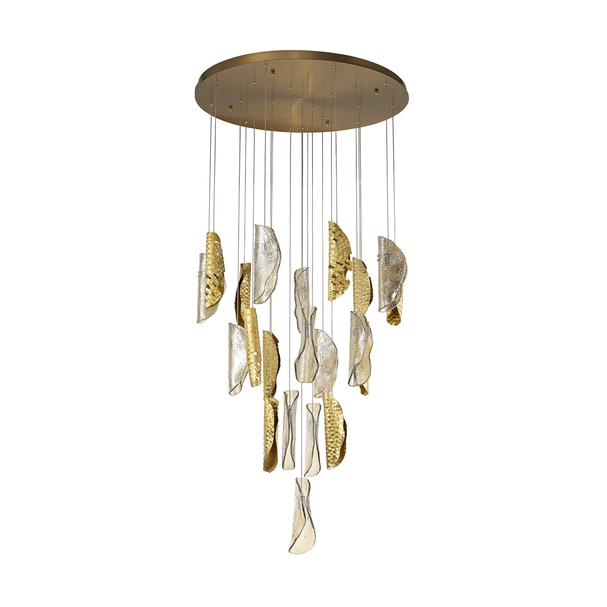 NL78619 Taki Pendant 5M 21 Light Brass/Copper & Cognac Glass