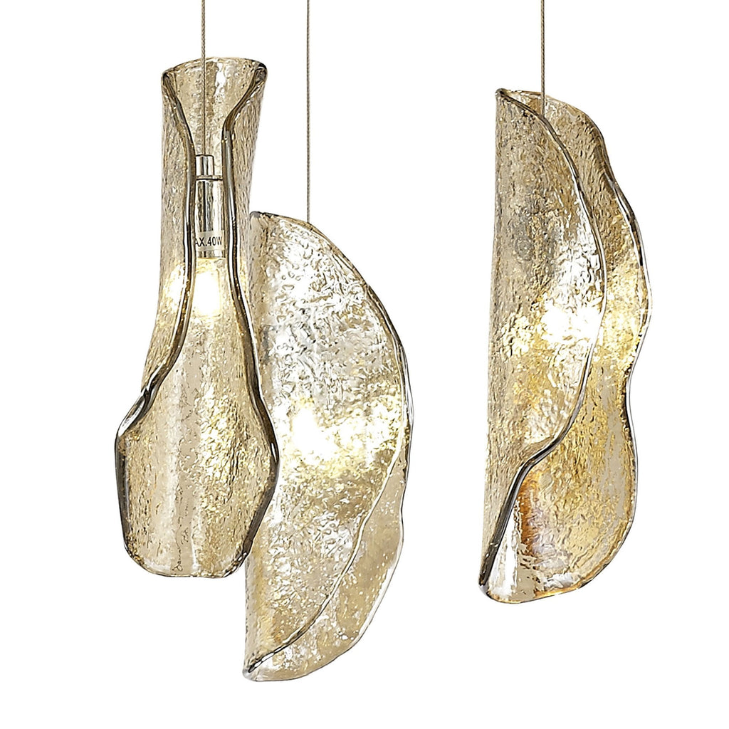 NL78619 Taki Pendant 5M 21 Light Brass/Copper & Cognac Glass