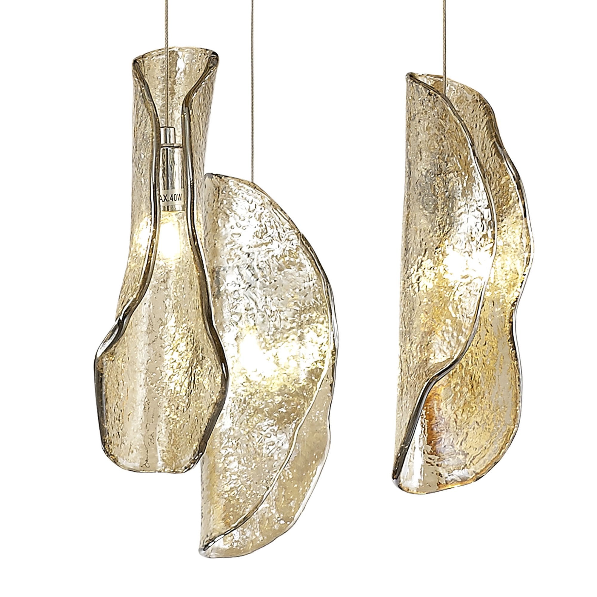 NL78619 Taki Pendant 5M 21 Light Brass/Copper & Cognac Glass