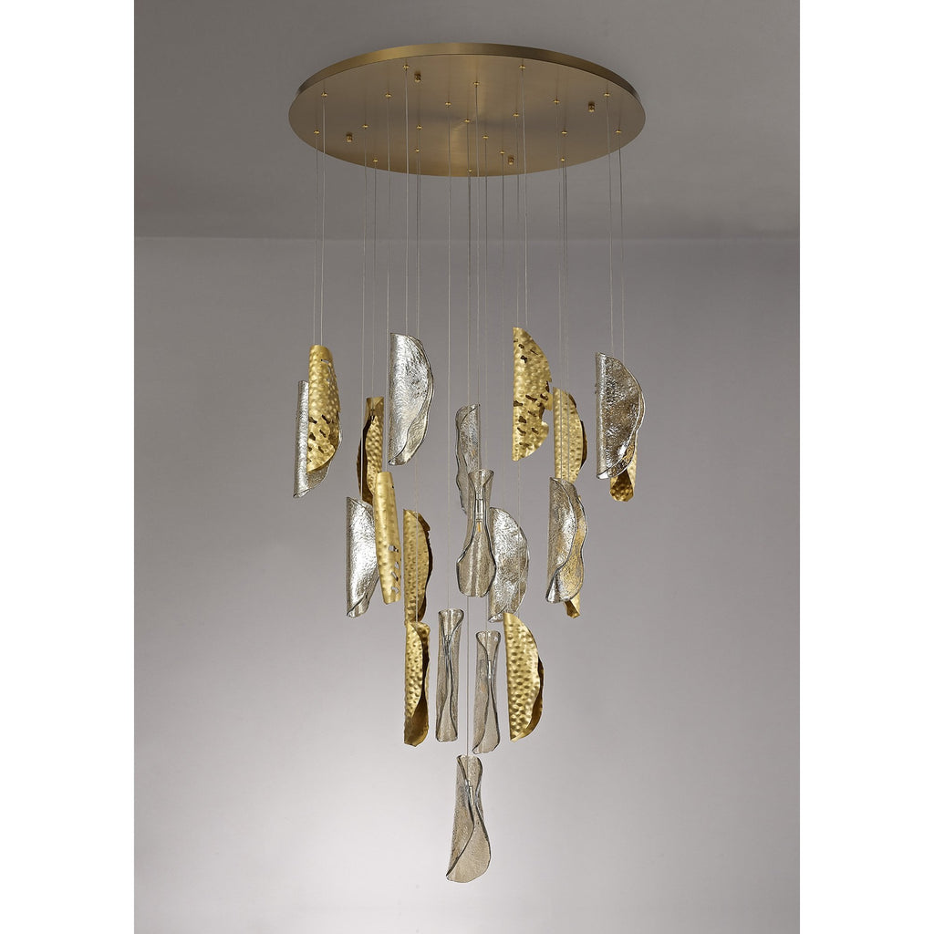 NL78619 Taki Pendant 5M 21 Light Brass/Copper & Cognac Glass