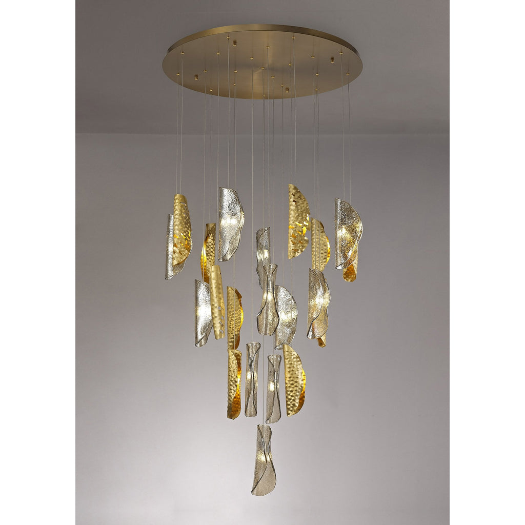 NL78619 Taki Pendant 5M 21 Light Brass/Copper & Cognac Glass