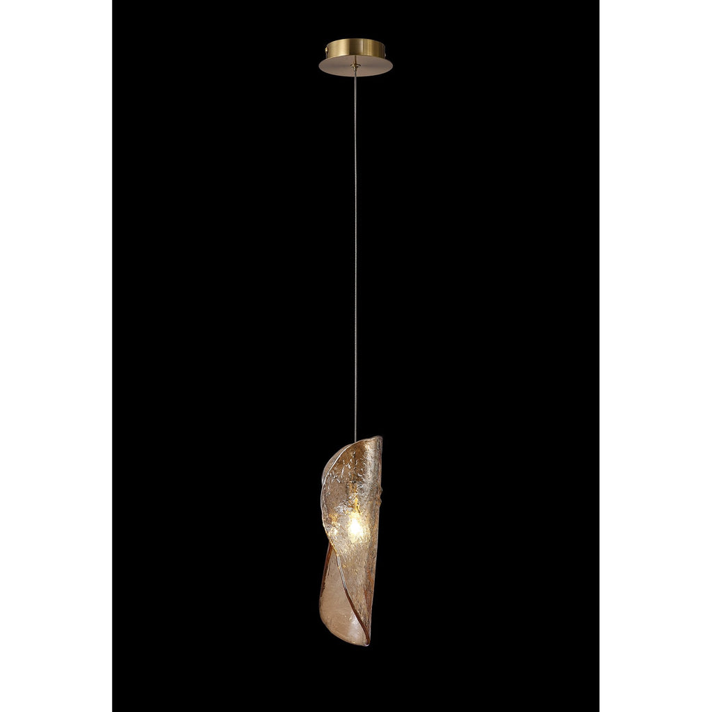 NL81929 Taki Pendant 1 Light Brass/Polished Chrome & Cognac Glass
