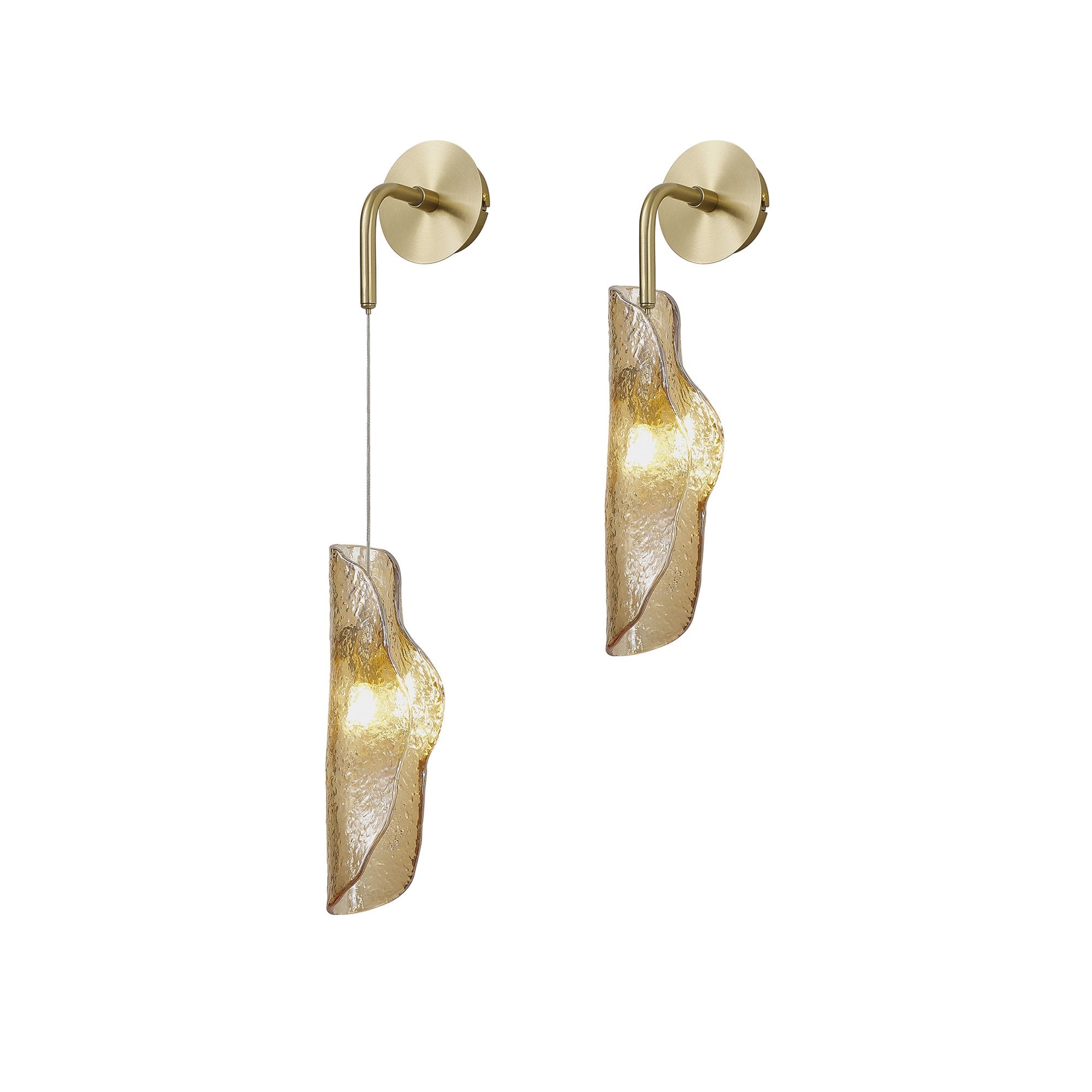 NL81969 Taki Wall Light 1 Light Brass/Polished Chrome & Cognac Glass
