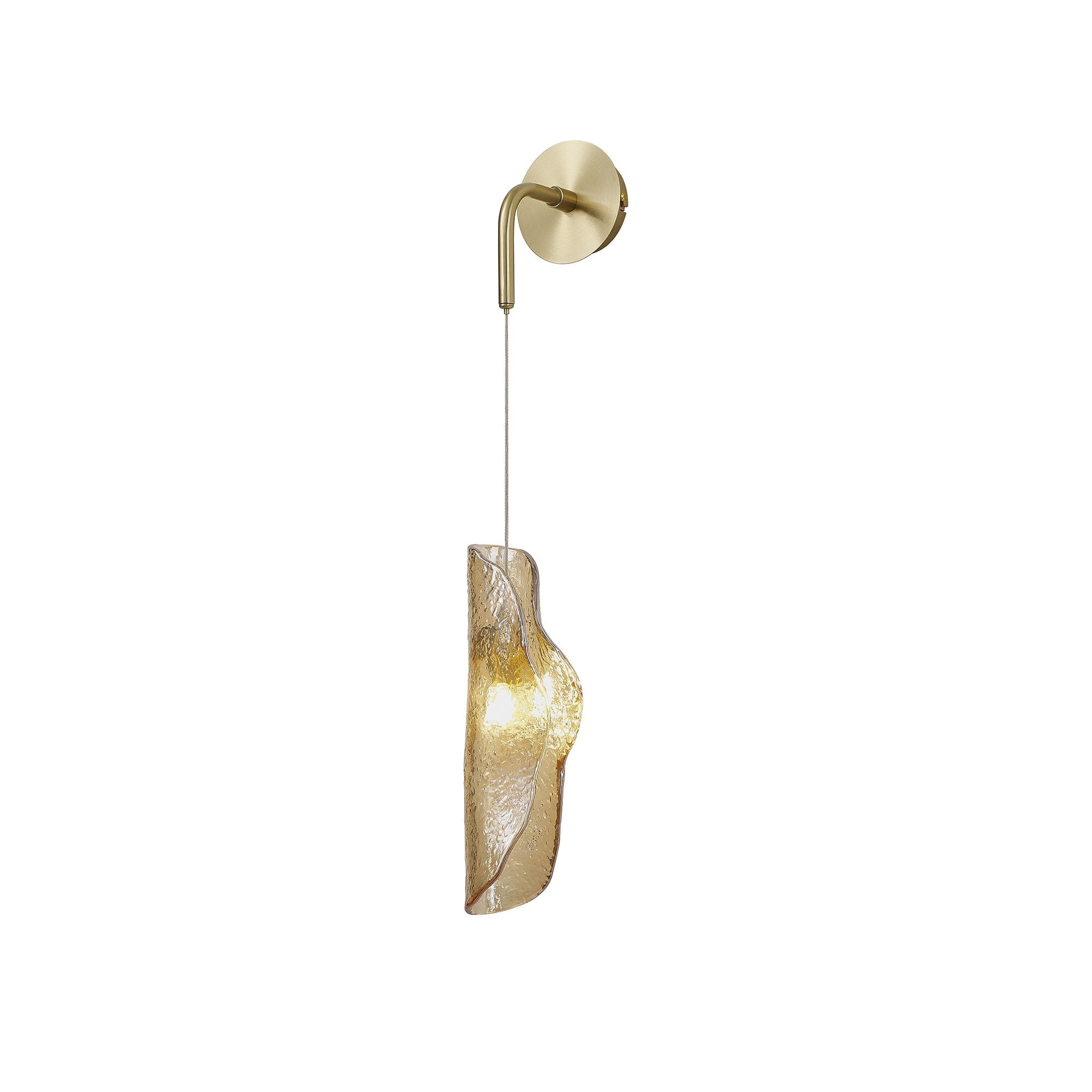 NL81969 Taki Wall Light 1 Light Brass/Polished Chrome & Cognac Glass