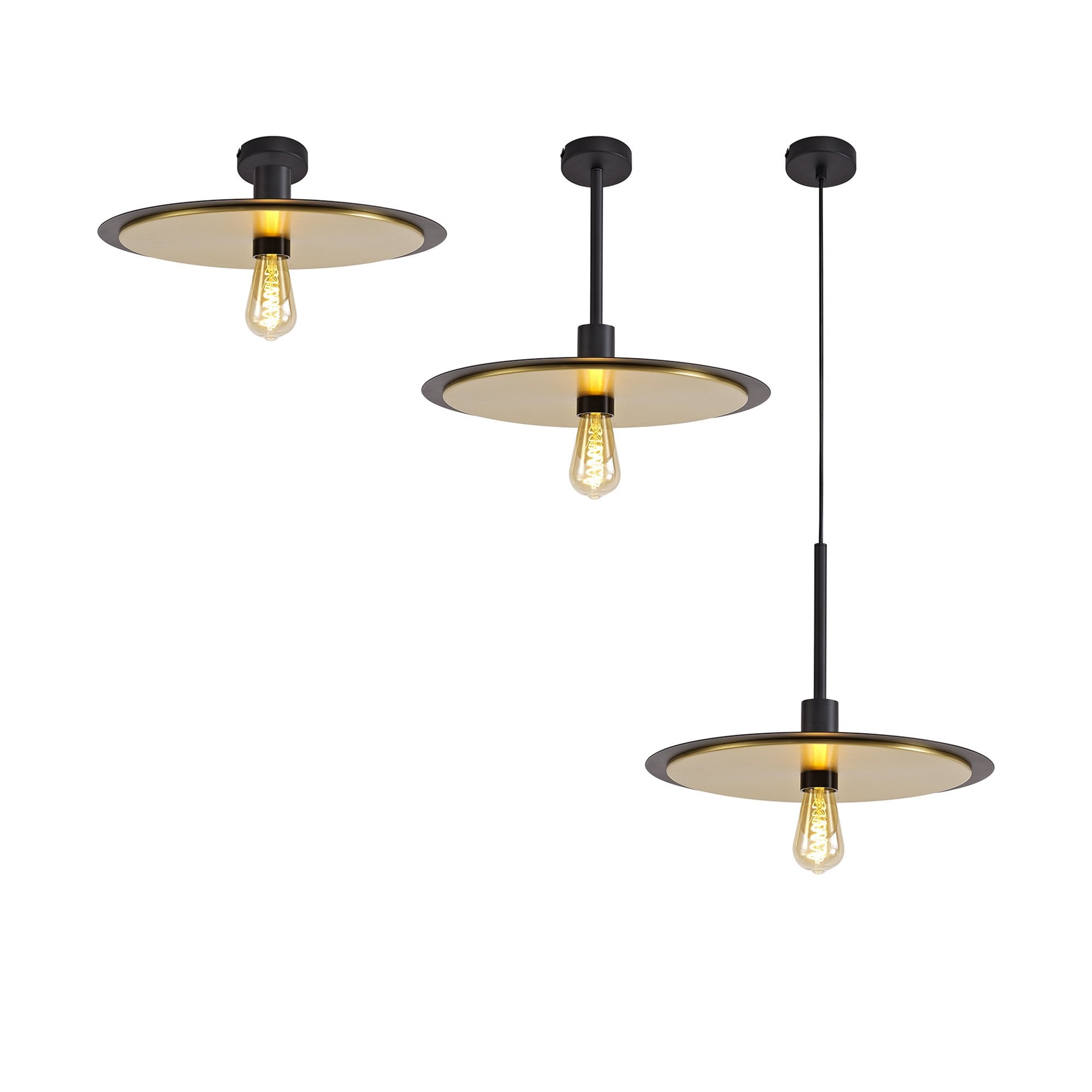 NL75679 Tazzy Single 3In1 Ceiling Flush Semi-Fush & Pendant  Light Black/Gold
