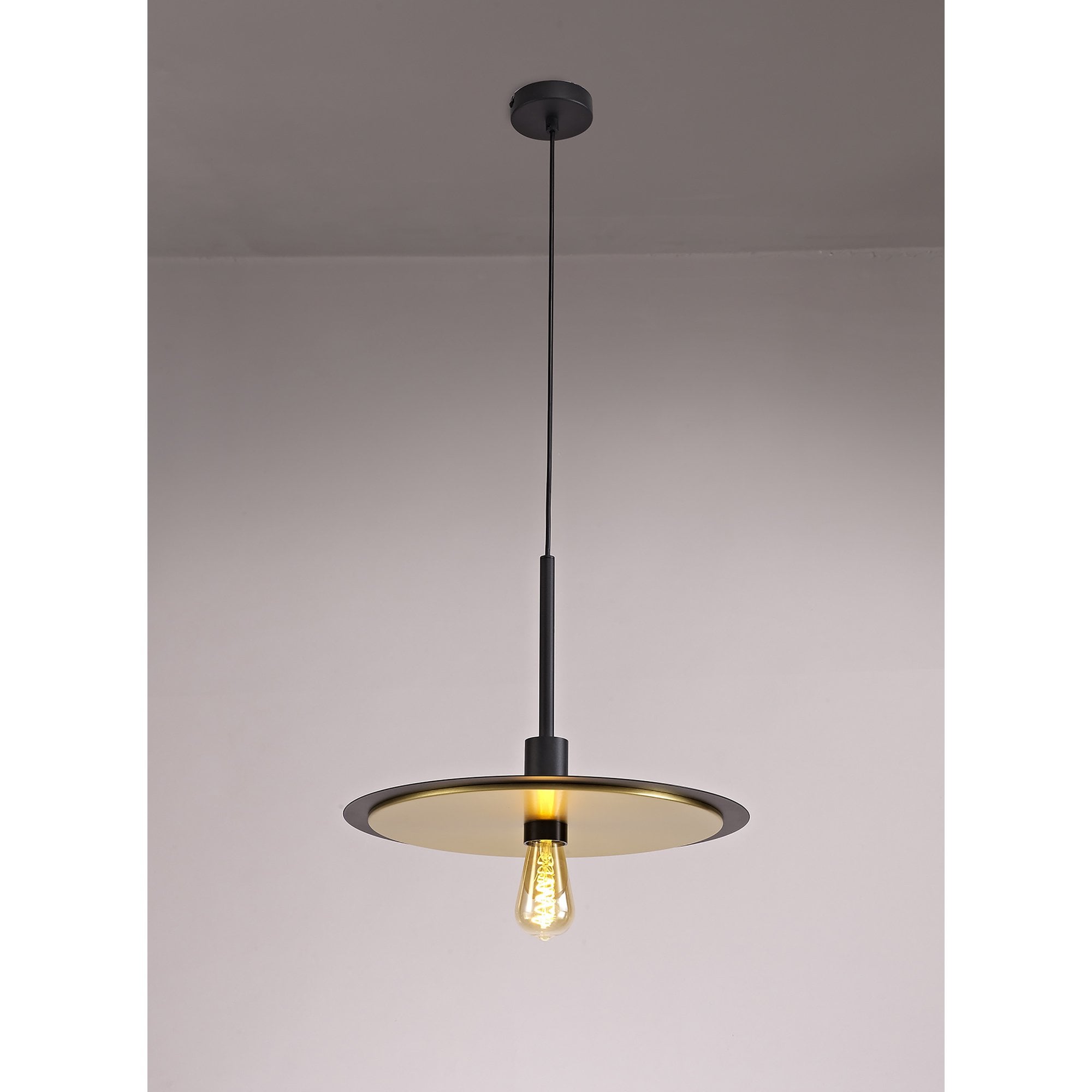 NL75679 Tazzy Single 3In1 Ceiling Flush Semi-Fush & Pendant  Light Black/Gold