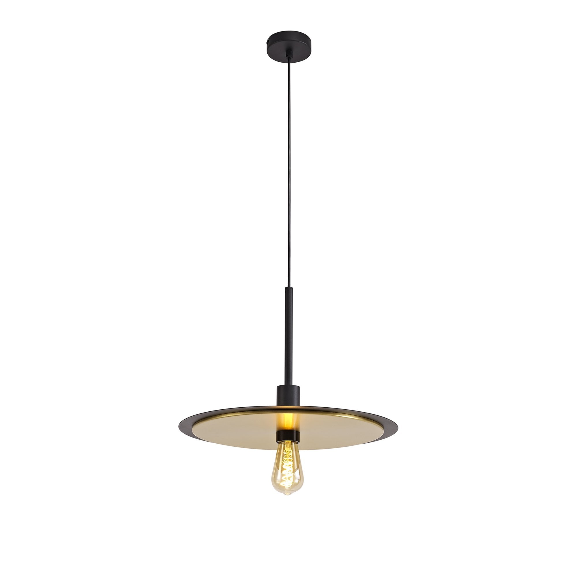 NL75679 Tazzy Single 3In1 Ceiling Flush Semi-Fush & Pendant  Light Black/Gold