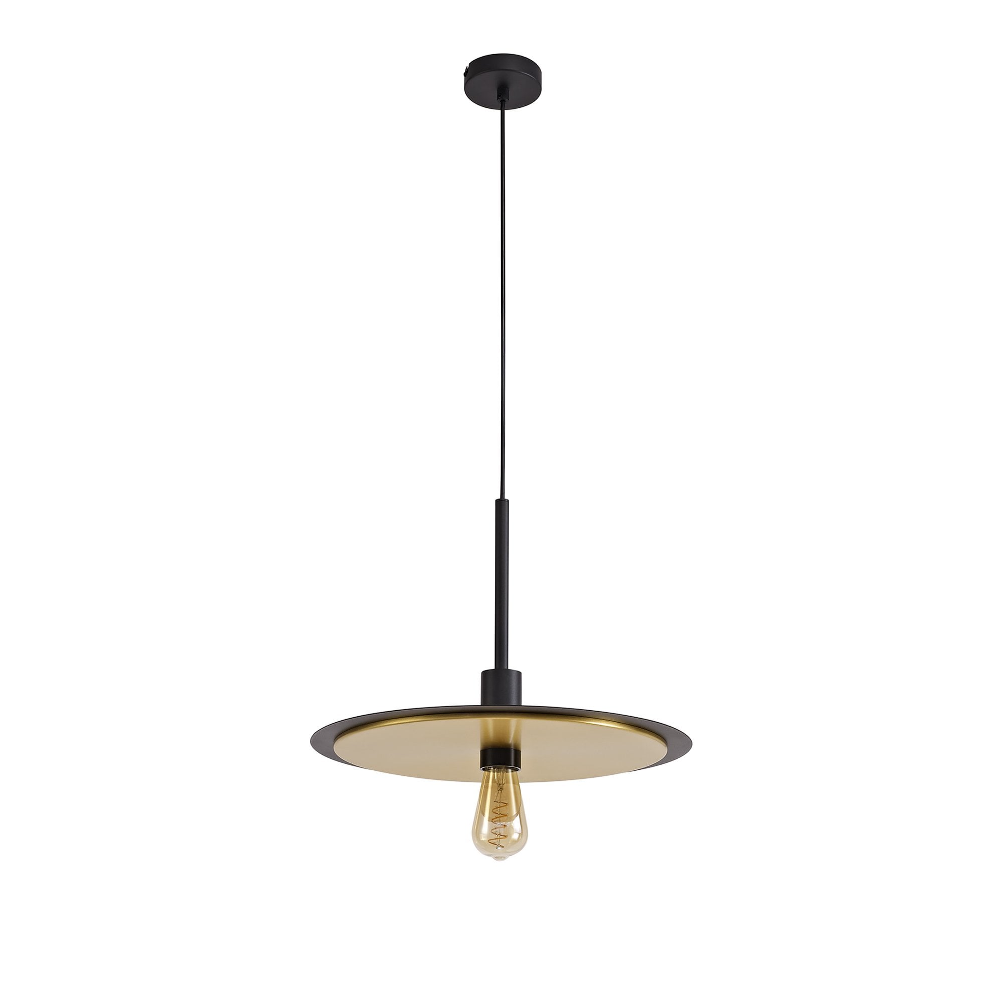 NL75679 Tazzy Single 3In1 Ceiling Flush Semi-Fush & Pendant  Light Black/Gold