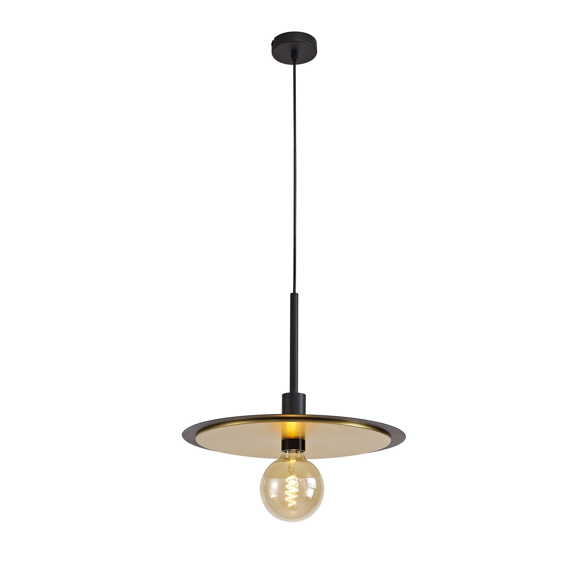 NL75679 Tazzy Single 3In1 Ceiling Flush Semi-Fush & Pendant  Light Black/Gold
