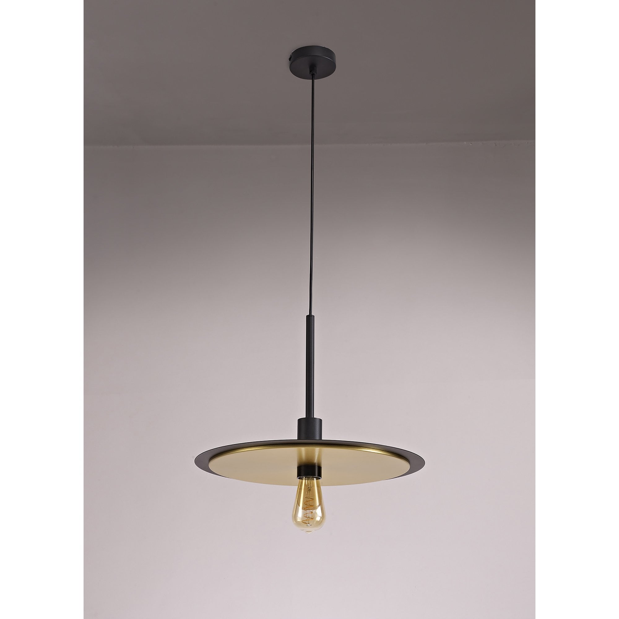 NL75679 Tazzy Single 3In1 Ceiling Flush Semi-Fush & Pendant  Light Black/Gold