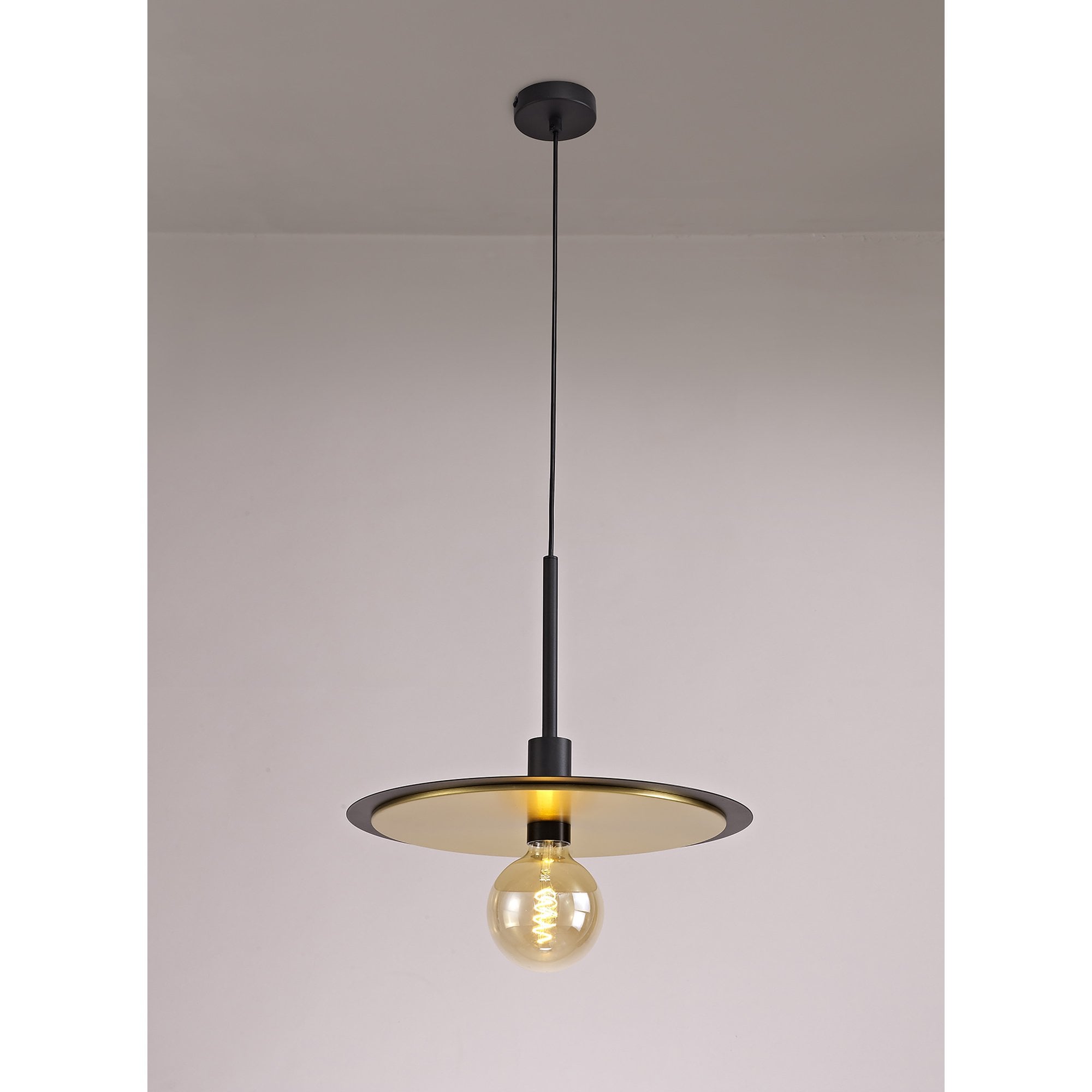 NL75679 Tazzy Single 3In1 Ceiling Flush Semi-Fush & Pendant  Light Black/Gold