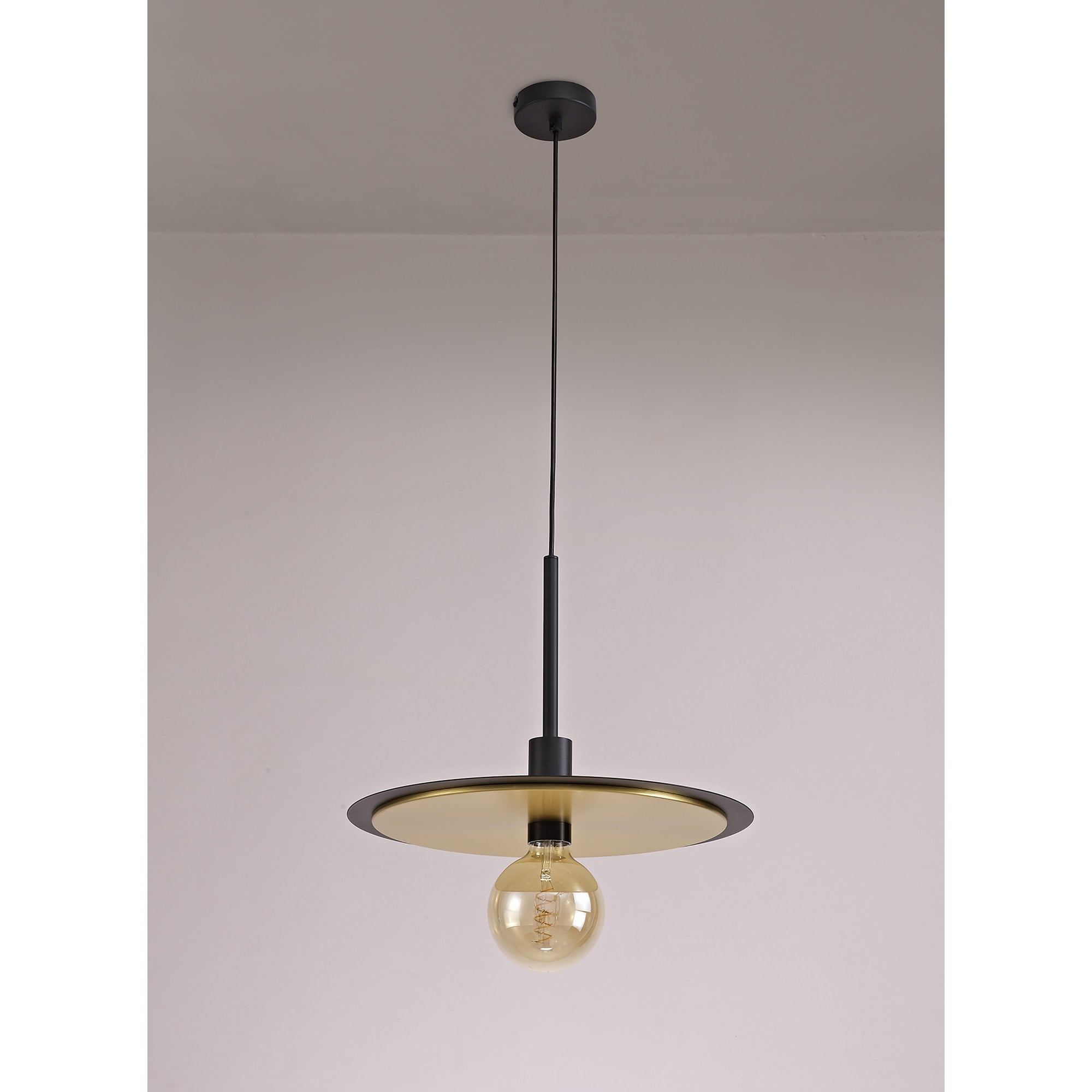 NL75679 Tazzy Single 3In1 Ceiling Flush Semi-Fush & Pendant  Light Black/Gold