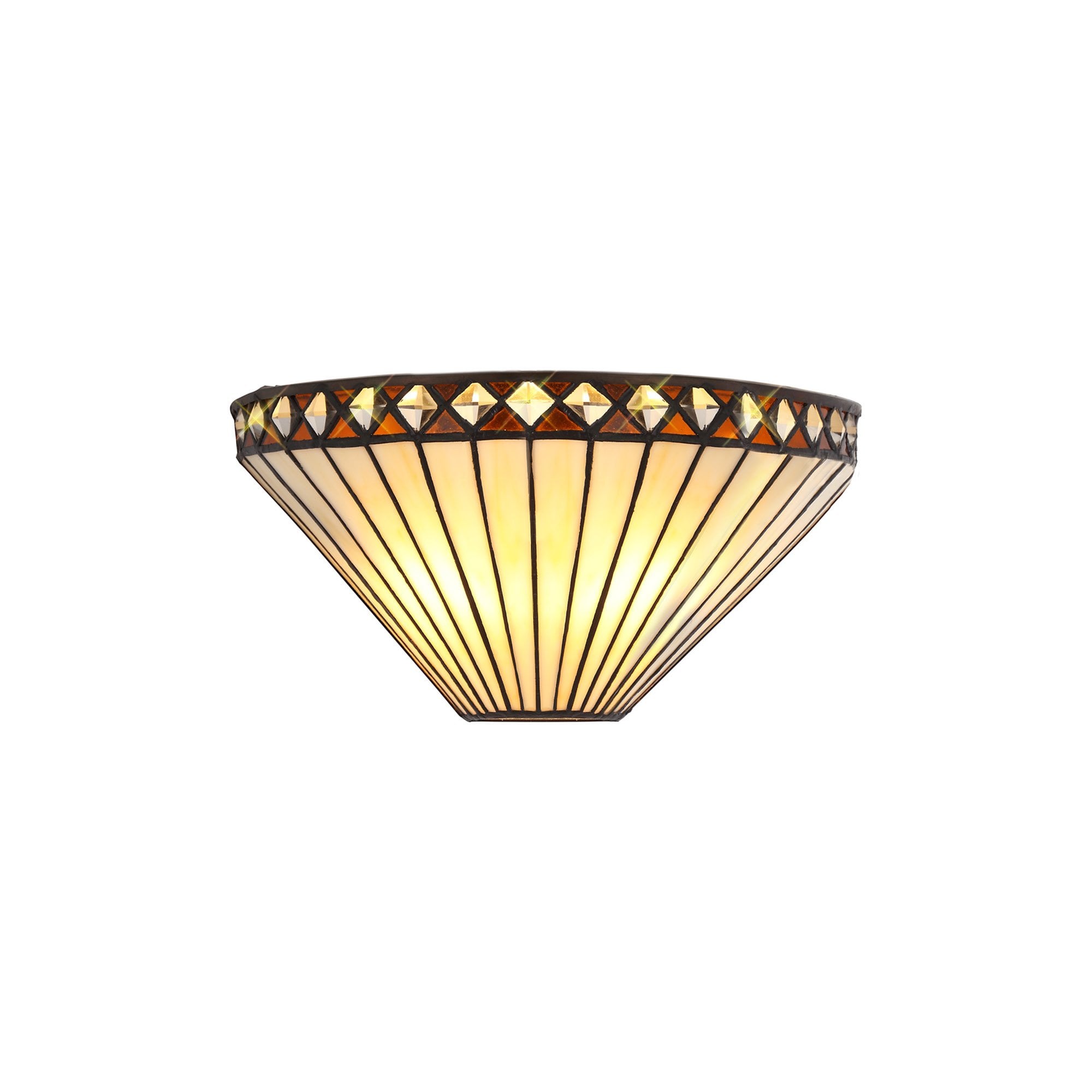 NL72619 Tink Tiffany Wall Lamp 2Lamp Amber/Cream/Crystal