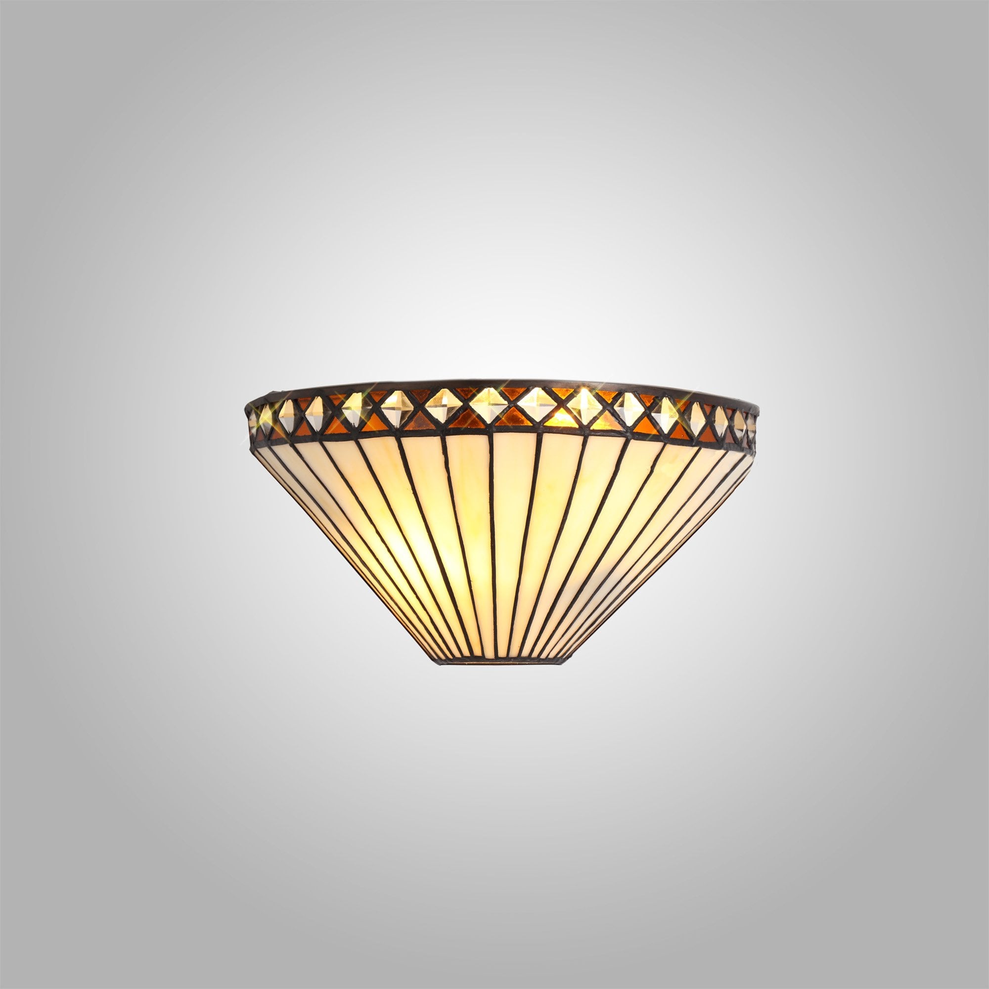NL72619 Tink Tiffany Wall Lamp 2Lamp Amber/Cream/Crystal