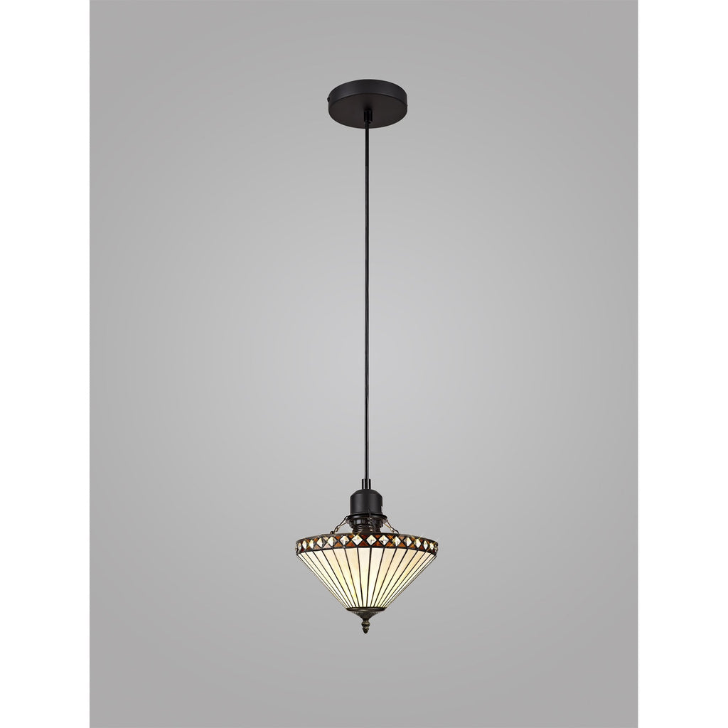 NLK02169 Tink 1 Light Up Lighter Pendant With 30cm Tiffany Shade Amber/Chrome/Crystal/Black