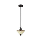 NLK02169 Tink 1 Light Up Lighter Pendant With 30cm Tiffany Shade Amber/Chrome/Crystal/Black