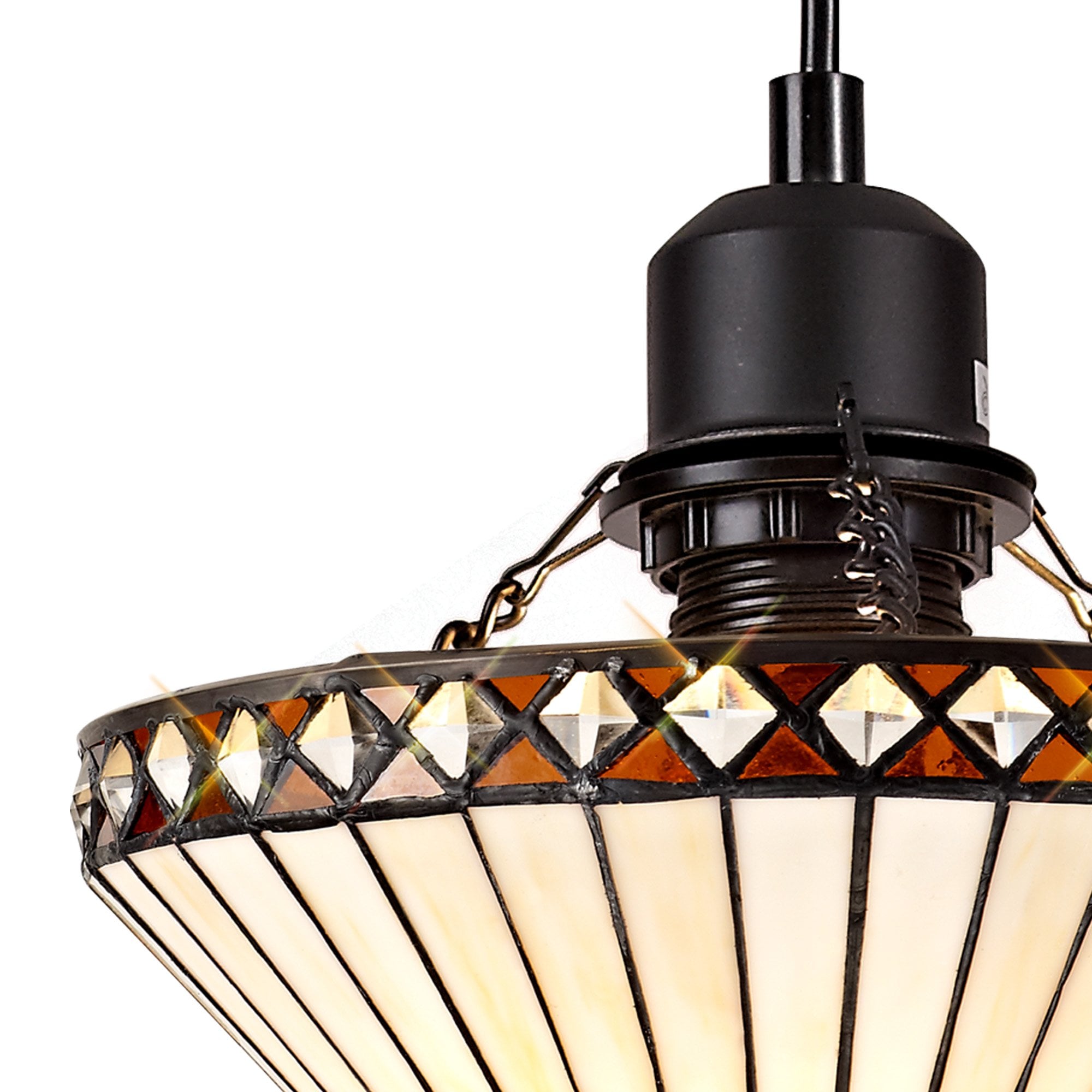 NLK02169 Tink 1 Light Up Lighter Pendant With 30cm Tiffany Shade Amber/Chrome/Crystal/Black