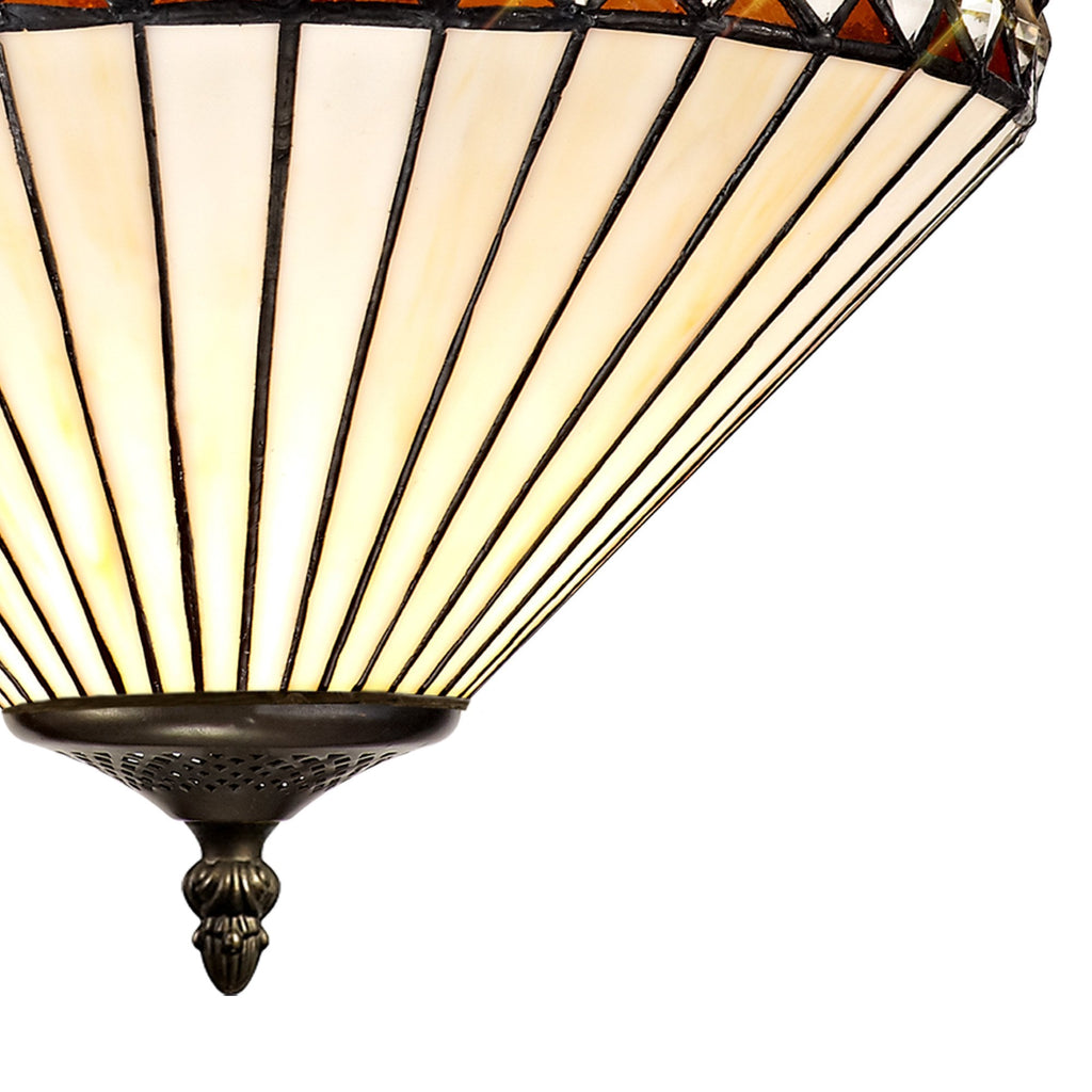 NLK02169 Tink 1 Light Up Lighter Pendant With 30cm Tiffany Shade Amber/Chrome/Crystal/Black