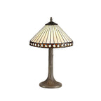 NLK02179 Tink 1 Light Tree Like Table Lamp With 30cm Tiffany Shade Amber/Chrome/Crystal/Aged Antique Brass
