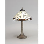 NLK02179 Tink 1 Light Tree Like Table Lamp With 30cm Tiffany Shade Amber/Chrome/Crystal/Aged Antique Brass
