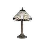 NLK02179 Tink 1 Light Tree Like Table Lamp With 30cm Tiffany Shade Amber/Chrome/Crystal/Aged Antique Brass