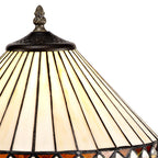NLK02179 Tink 1 Light Tree Like Table Lamp With 30cm Tiffany Shade Amber/Chrome/Crystal/Aged Antique Brass
