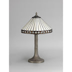 NLK02179 Tink 1 Light Tree Like Table Lamp With 30cm Tiffany Shade Amber/Chrome/Crystal/Aged Antique Brass