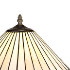 NLK02189 Tink 1 Light Curved Table Lamp With 30cm Tiffany Shade Amber/Chrome/Crystal/Aged Antique Brass