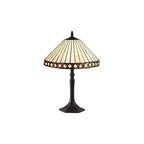 NLK02199 Tink 1 Light Octagonal Table Lamp With 30cm Tiffany Shade Amber/Chrome/Crystal/Aged Antique Brass