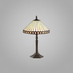 NLK02199 Tink 1 Light Octagonal Table Lamp With 30cm Tiffany Shade Amber/Chrome/Crystal/Aged Antique Brass