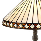 NLK02199 Tink 1 Light Octagonal Table Lamp With 30cm Tiffany Shade Amber/Chrome/Crystal/Aged Antique Brass