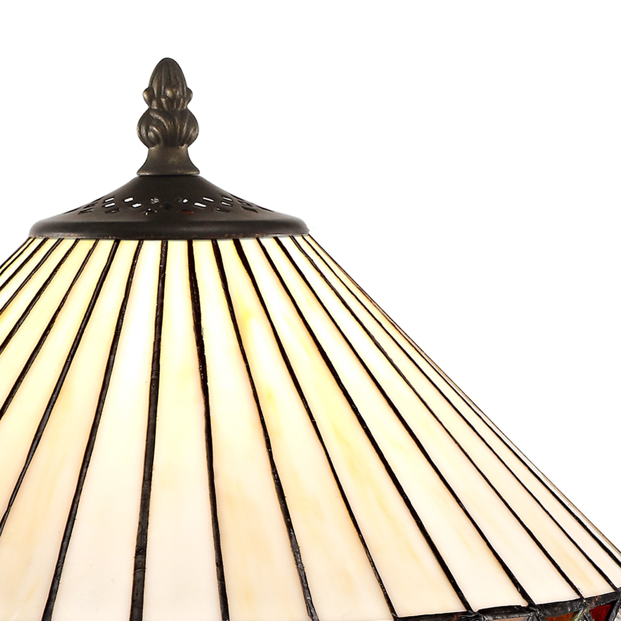 NLK02199 Tink 1 Light Octagonal Table Lamp With 30cm Tiffany Shade Amber/Chrome/Crystal/Aged Antique Brass