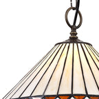 NLK02209 Tink 1 Light Down Lighter Pendant With 30cm Tiffany Shade Amber/Chrome/Crystal/Aged Antique Brass