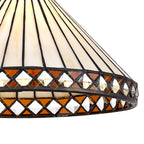 NLK02209 Tink 1 Light Down Lighter Pendant With 30cm Tiffany Shade Amber/Chrome/Crystal/Aged Antique Brass
