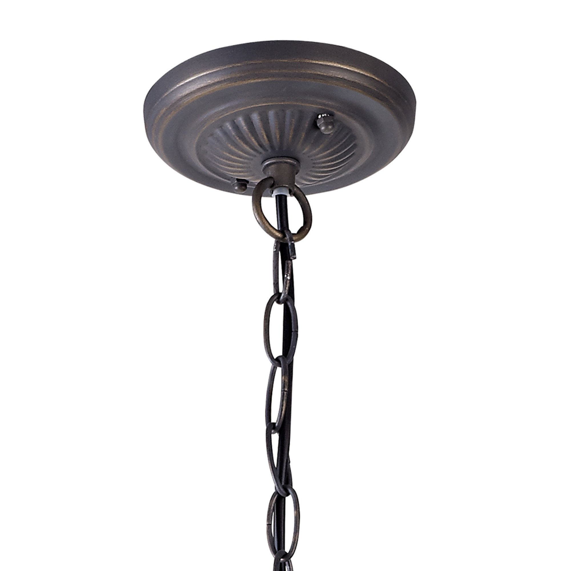 NLK02219 Tink 2 Light Down Lighter Pendant With 30cm Tiffany Shade Amber/Chrome/Crystal/Aged Antique Brass