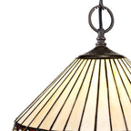 NLK02219 Tink 2 Light Down Lighter Pendant With 30cm Tiffany Shade Amber/Chrome/Crystal/Aged Antique Brass
