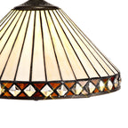 NLK02219 Tink 2 Light Down Lighter Pendant With 30cm Tiffany Shade Amber/Chrome/Crystal/Aged Antique Brass