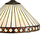 NLK02229 Tink 3 Light Down Lighter Pendant With 30cm Tiffany Shade Amber/Chrome/Crystal/Aged Antique Brass
