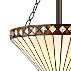 NLK02249 Tink 3 Light Semi Ceiling With 30cm Tiffany Shade Amber/Chrome/Crystal/Aged Antique Brass