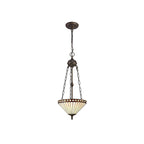 NLK02259 Tink 2 Light Up Lighter Pendant With 30cm Tiffany Shade Amber/Chrome/Crystal/Aged Antique Brass