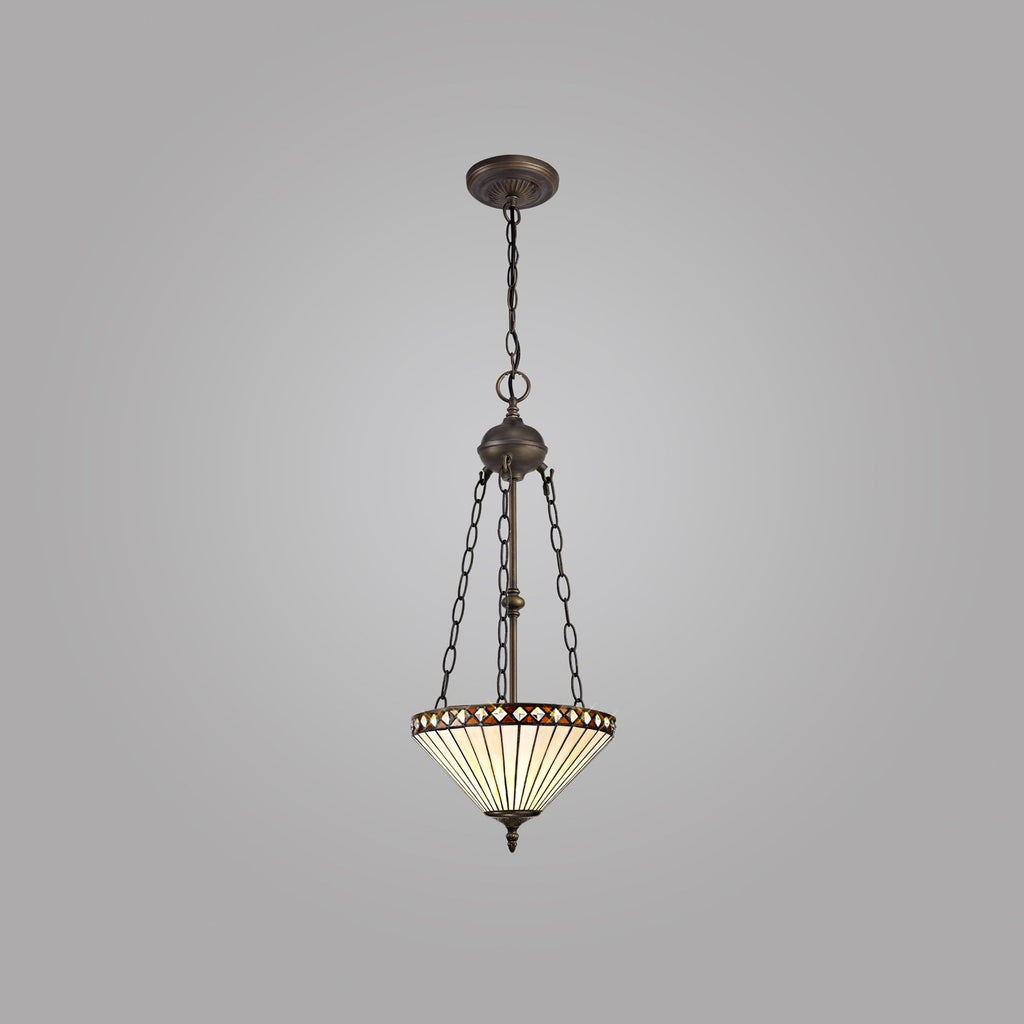 NLK02259 Tink 2 Light Up Lighter Pendant With 30cm Tiffany Shade Amber/Chrome/Crystal/Aged Antique Brass